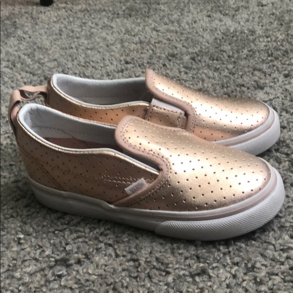 TODDLER Rose Gold Slide On Vans size 9 - Picture 2 of 4